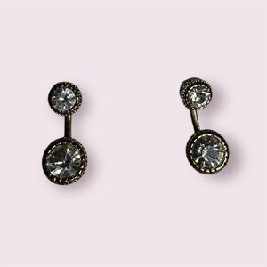 Clear Double Crystal Stud Huggie Earrings